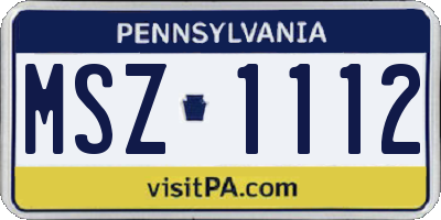 PA license plate MSZ1112