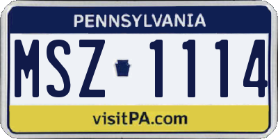 PA license plate MSZ1114