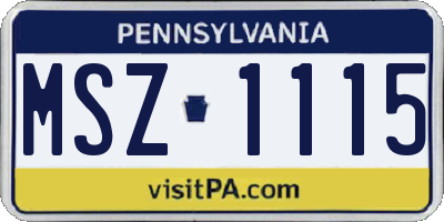 PA license plate MSZ1115