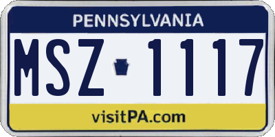 PA license plate MSZ1117