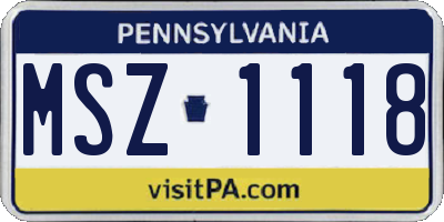 PA license plate MSZ1118