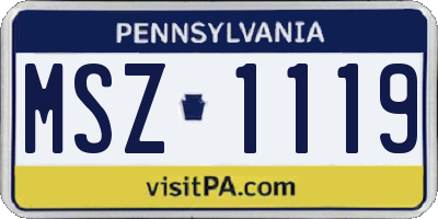 PA license plate MSZ1119
