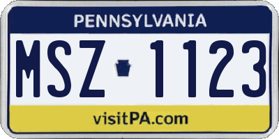 PA license plate MSZ1123