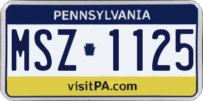 PA license plate MSZ1125