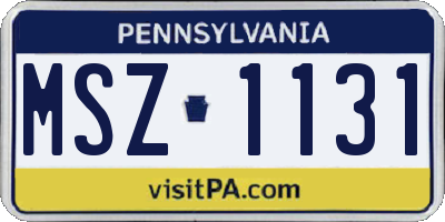 PA license plate MSZ1131