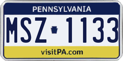 PA license plate MSZ1133