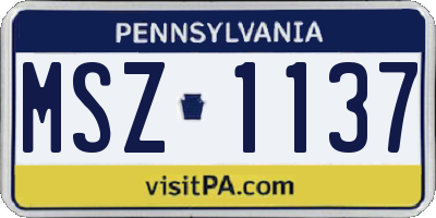 PA license plate MSZ1137