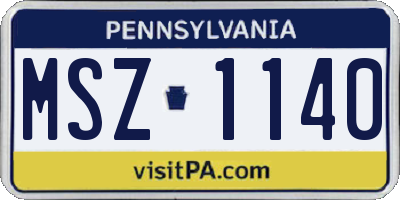 PA license plate MSZ1140