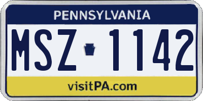 PA license plate MSZ1142