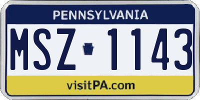 PA license plate MSZ1143