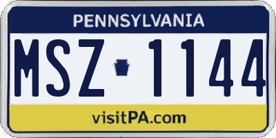 PA license plate MSZ1144