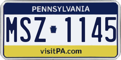 PA license plate MSZ1145