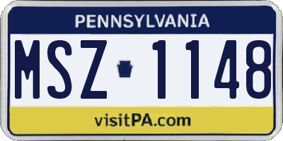 PA license plate MSZ1148