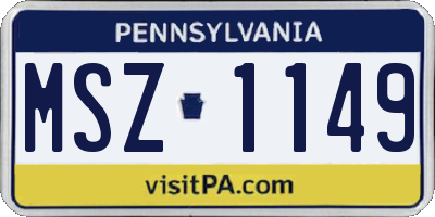 PA license plate MSZ1149