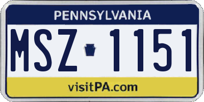 PA license plate MSZ1151