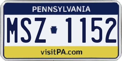 PA license plate MSZ1152