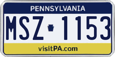 PA license plate MSZ1153
