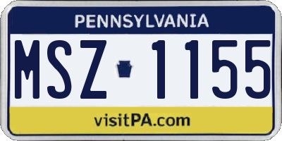 PA license plate MSZ1155