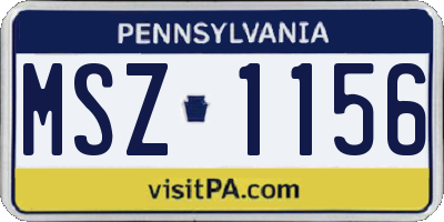 PA license plate MSZ1156