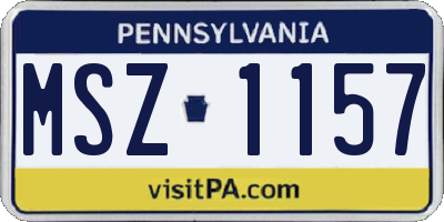 PA license plate MSZ1157