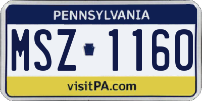 PA license plate MSZ1160