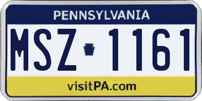 PA license plate MSZ1161
