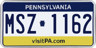 PA license plate MSZ1162