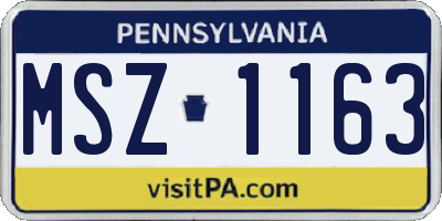 PA license plate MSZ1163