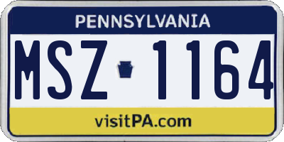 PA license plate MSZ1164