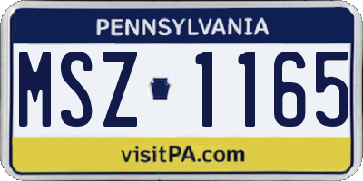 PA license plate MSZ1165