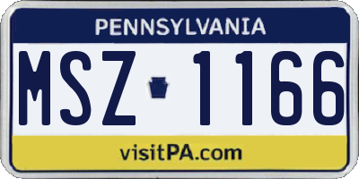 PA license plate MSZ1166