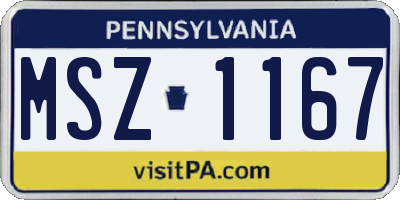 PA license plate MSZ1167