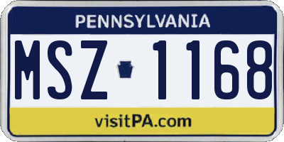 PA license plate MSZ1168