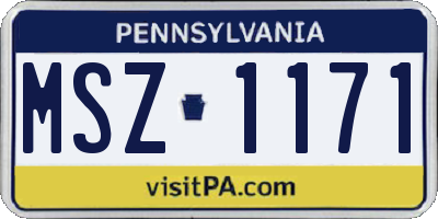 PA license plate MSZ1171