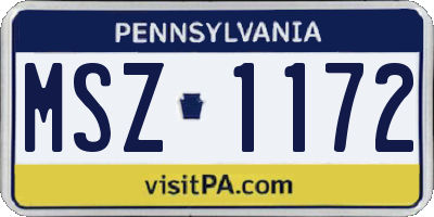 PA license plate MSZ1172