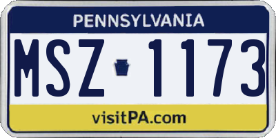 PA license plate MSZ1173