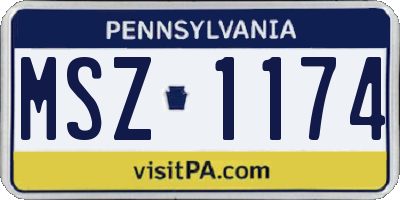 PA license plate MSZ1174