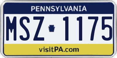 PA license plate MSZ1175