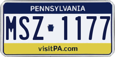 PA license plate MSZ1177