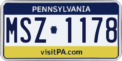 PA license plate MSZ1178