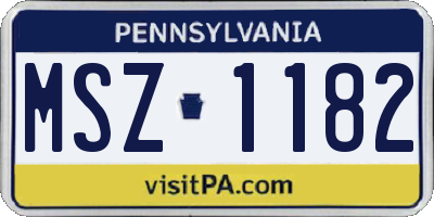 PA license plate MSZ1182