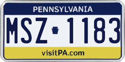 PA license plate MSZ1183