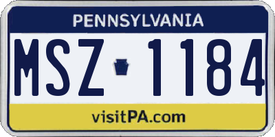 PA license plate MSZ1184