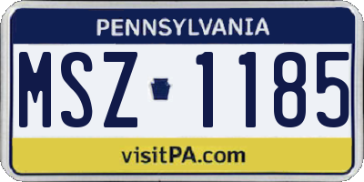 PA license plate MSZ1185