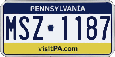 PA license plate MSZ1187