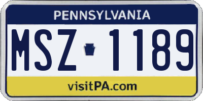 PA license plate MSZ1189