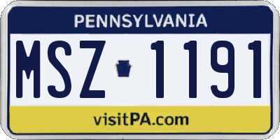 PA license plate MSZ1191