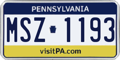 PA license plate MSZ1193
