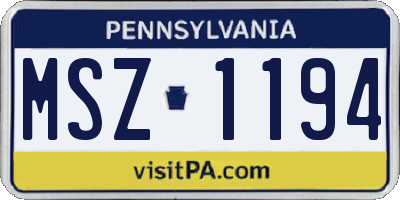 PA license plate MSZ1194