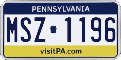PA license plate MSZ1196